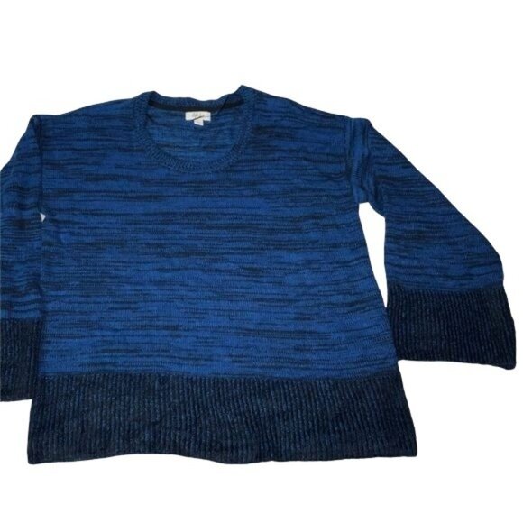 Style & Co Womens Blue Knit Sweater Size L Long Sleeve Scoop Neck - Picture 3 of 5